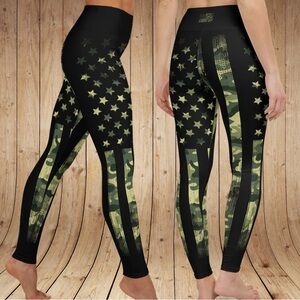 NWT - CAMO FLAG HIGH WAIST YOGA LEGGINGS